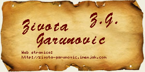 Života Garunović vizit kartica